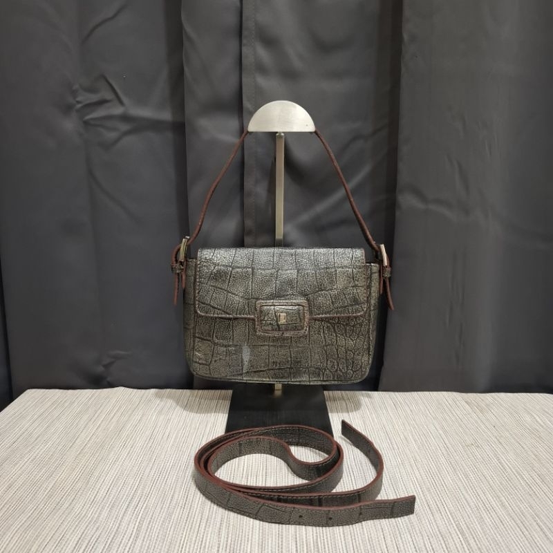 Hilly Slingbag Shoulder Bag Kulit Asli in Dark Silver Grey