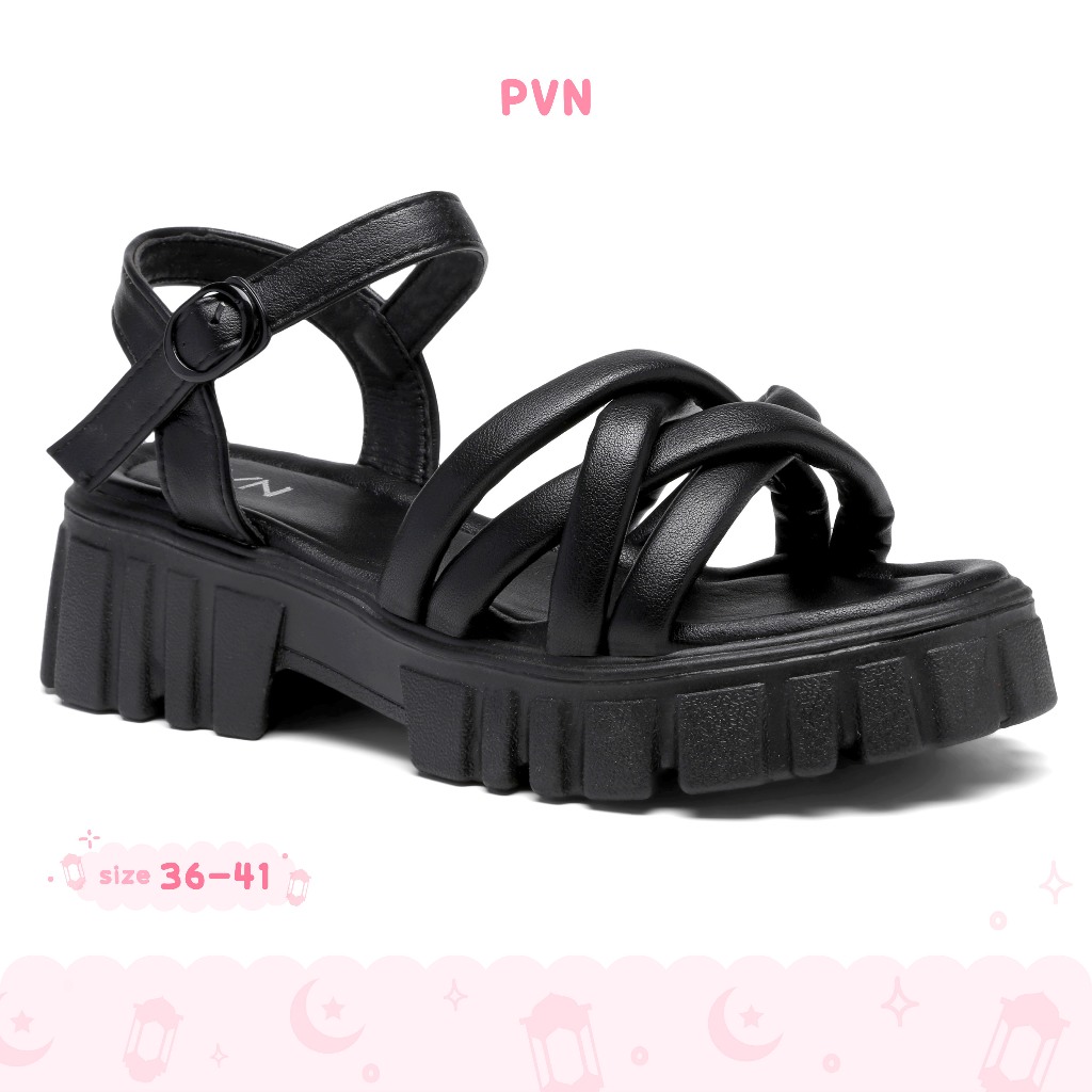 PVN Rhea Sandal Tali Wanita Black 215