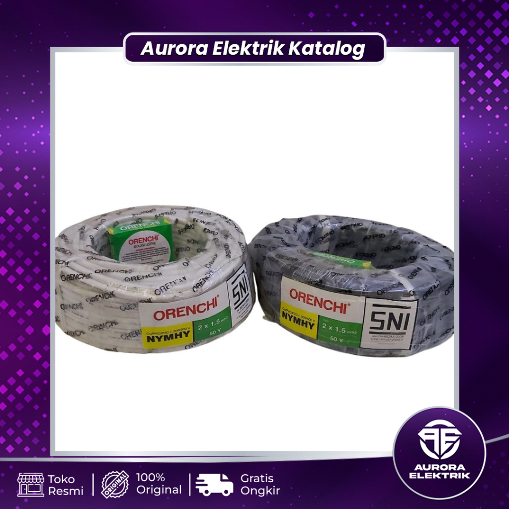 Kabel Listrik Tembaga ORENCHI NYMHY 2x1.5mm ( SERABUT )