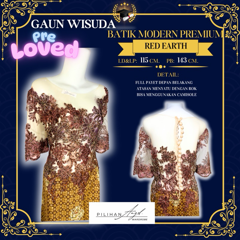 (Like New) Gaun Wisuda Modern Premium - Red Earth