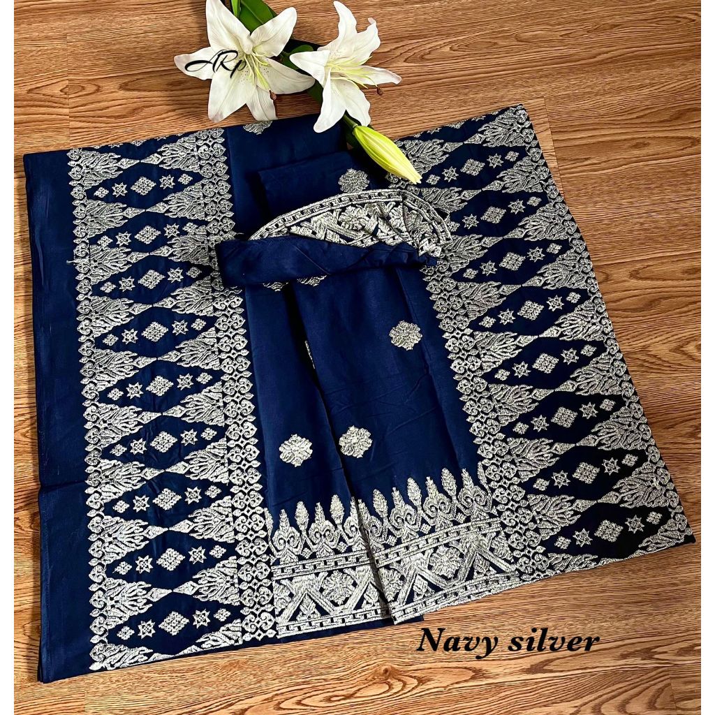 set couple songket bordir silver perak cendana v3/Set setelan couple kamen saput udeng songket bordi