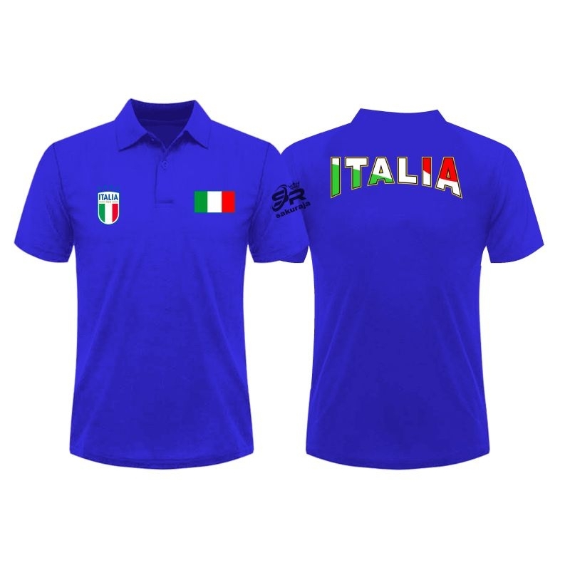 kaos polo shirt dewasa motif timnas sepakbola Italia
