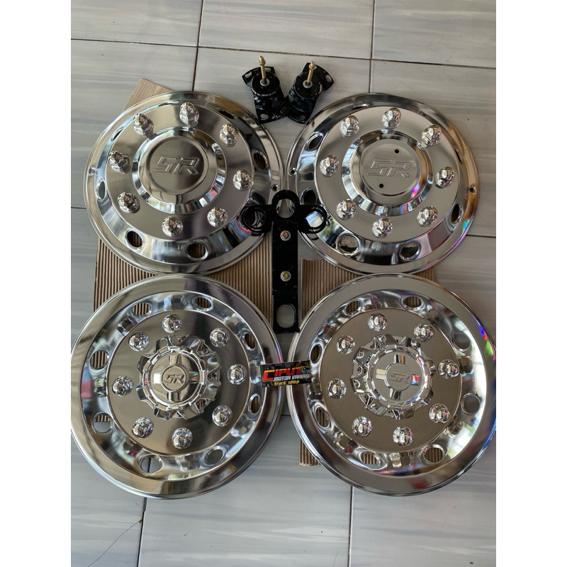 Joeley_Id 2 Pcs (Sepasang) Wildop / Wheeldop Truk Ring 16 Sr Pariwisata Plat Bahan Stainless Chrome