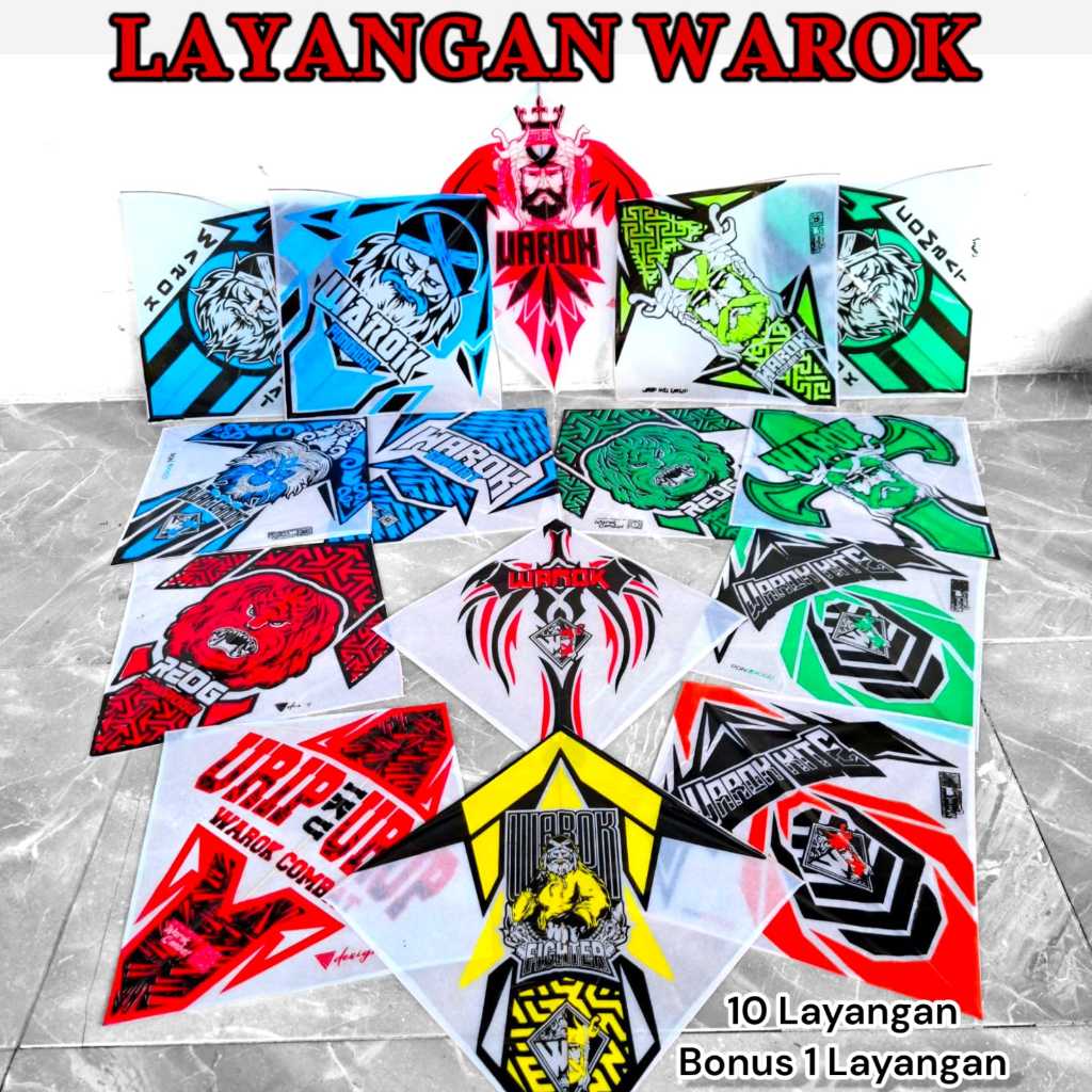 (BONUS 2) 50pcs Layangan Sukhoi Warok Super Lilitan Apus Sablon 2 warna Manuver mantap untuk tarik u