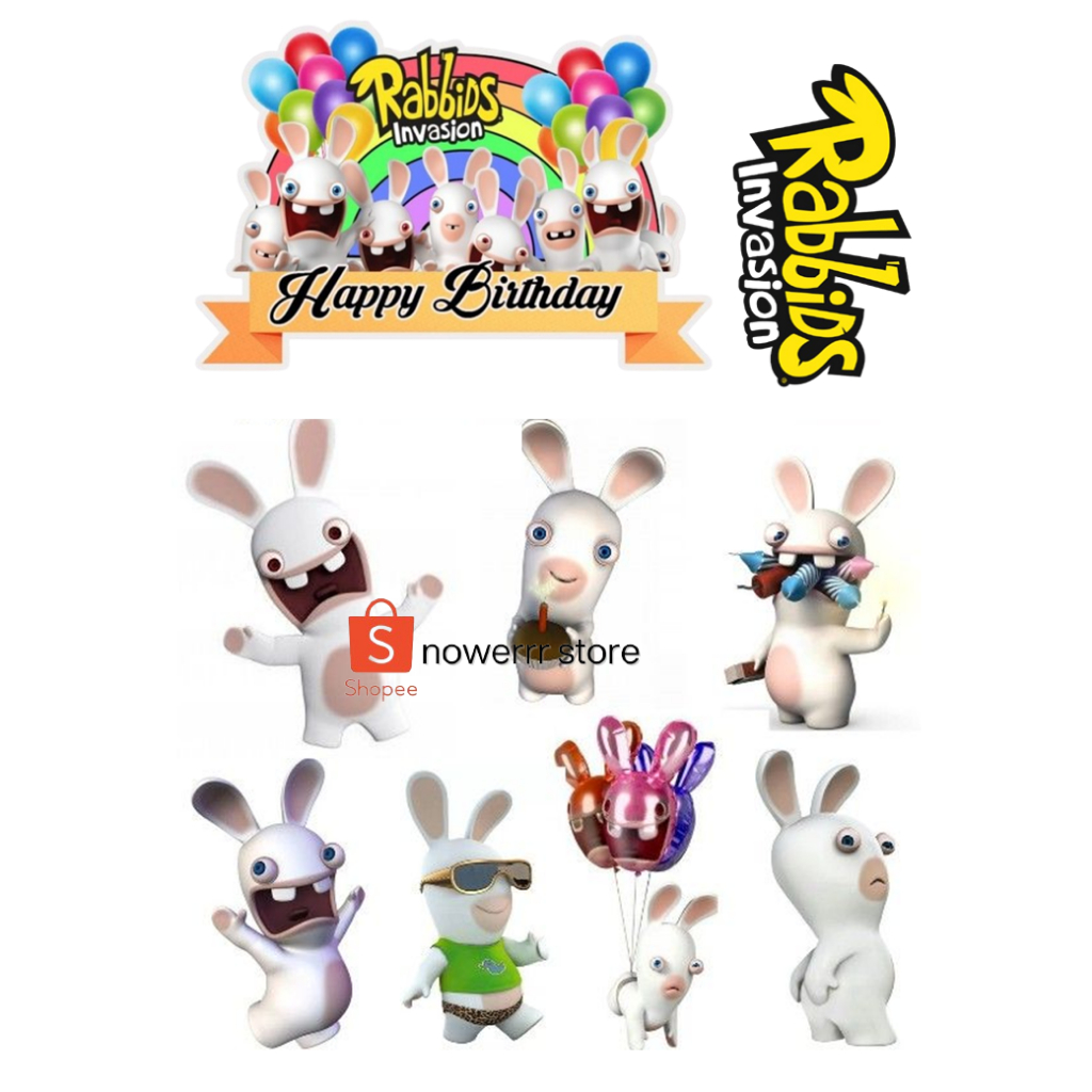 RABBIDS INVASION/ Topper Rabbids Invasion Cake Custom Nama/Hiasan Kue Ultah RABBIDS INVASION