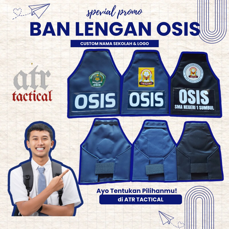 Ban lengan OSIS Smp Sma custom nama sekolah logo size anak / dewasa