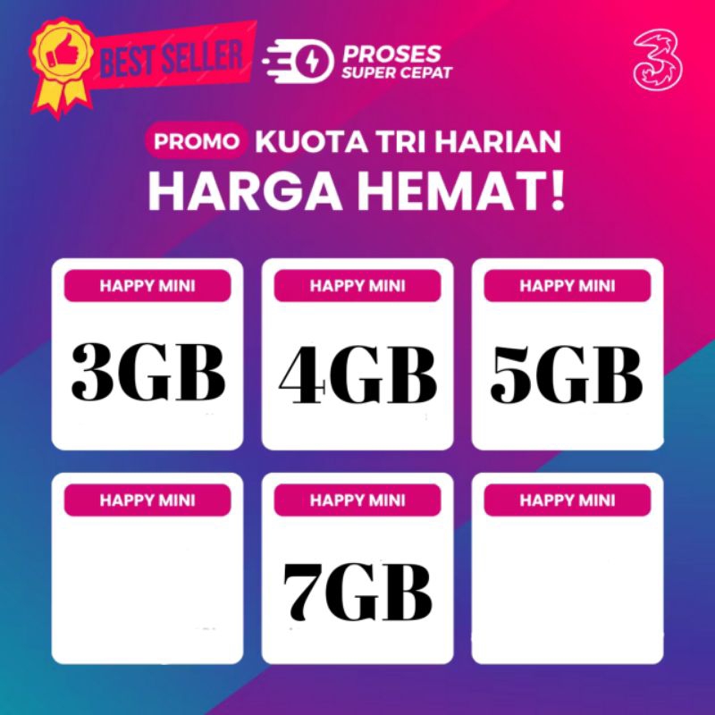 Paket Happy Tri Harian Termurah