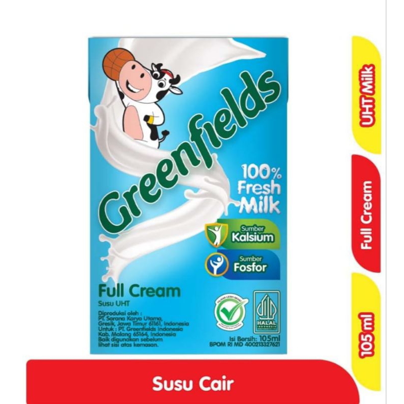 

Greenfields Full Cream dan Coklat UHT milk 105 ml