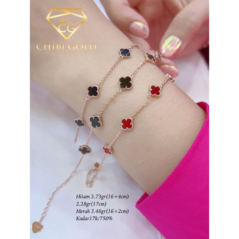 CHIBI LOKASARI - Gelang tangan Vancleef emas 750 kadar 17k