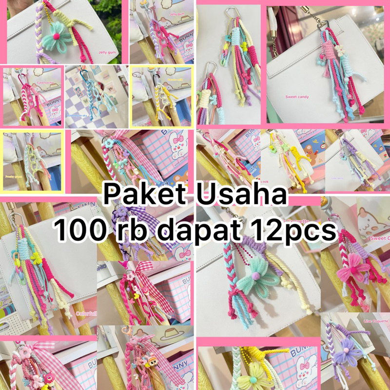 babyyassa - paket usaha bag charm aesthetic 12pcs gantungan tas kekinian