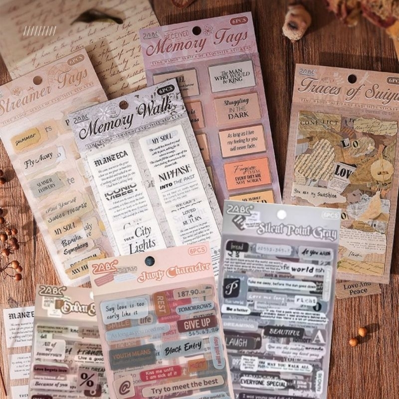 

6 lembar PET English words sticker ZABC jurnal diy