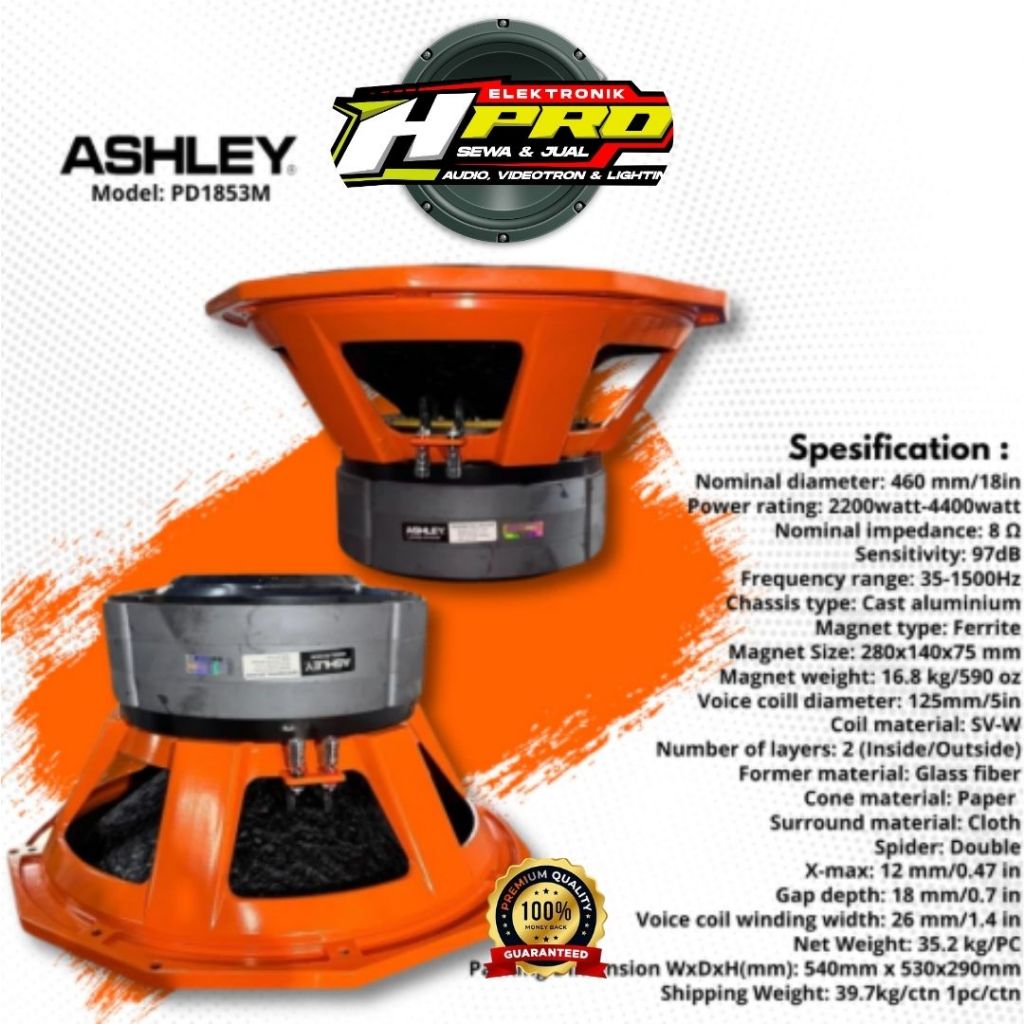 SPEAKER ASHLEY TRIPLE MAGNET ASHLEY PD1853M KAYU / Speaker Ashley PD 1853M triple magnet / Speaker A