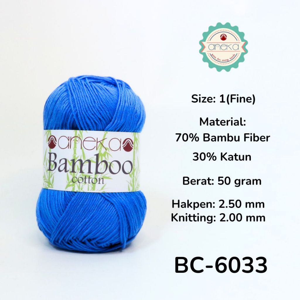 Benang Rajut Katun Bambu / Cotton Yarn - 6033 Biru