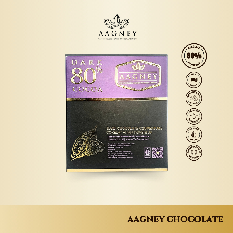 

Aagney Chocolate Couverture Dark 80% Cocoa 50gr | Cokelat Bali - Delicacao Bali