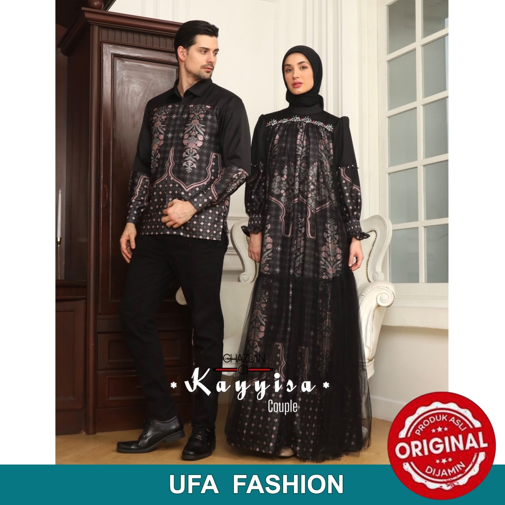 GHAZLAN KAYYASI COUPLE, Kain Silk high quality mix Tulle & Satin, Baju lebaran & kondangan couple