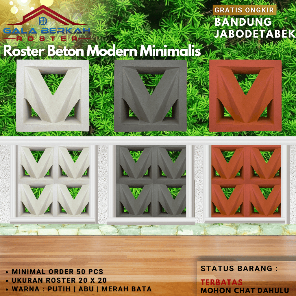 ROSTER BETON MINIMALIS, Loster Beton Minimalis, Lubang Angin, Ventilasi Udara, Pagar Rumah, Sekat Ba