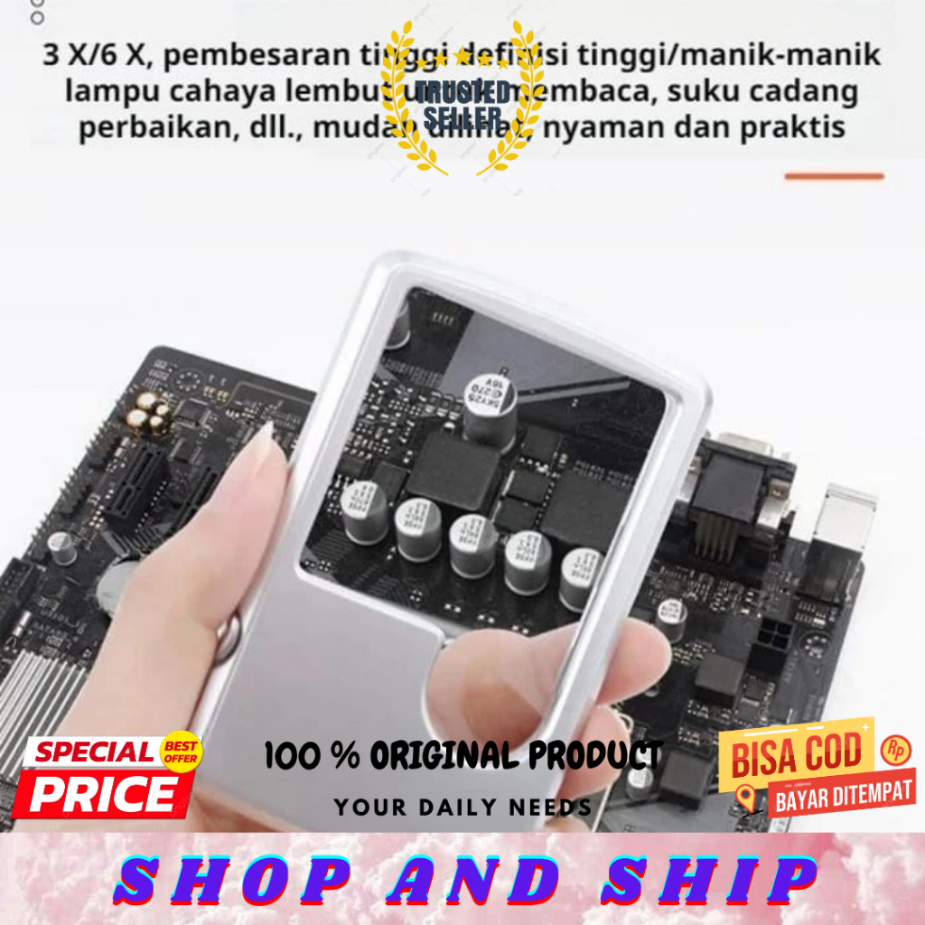 

KACA PEMBESAR ULTRA SLIM DENGAN LAMPU ALAT BANTU BACA ORIGINAL SAS