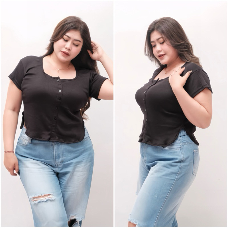 GIZZU-Una Top Atasan Wanita  Crop Rib Knit