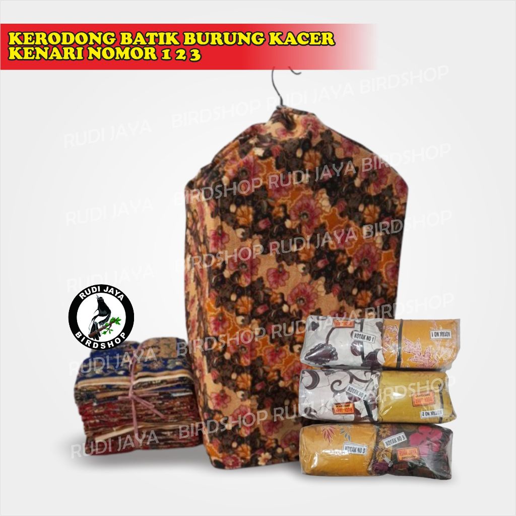 KERODONG BATIK KACER KRODONG SANGKAR KOTAK KANDANG BURUNG KENARI CENDET BAHAN KATUN SUNWASH