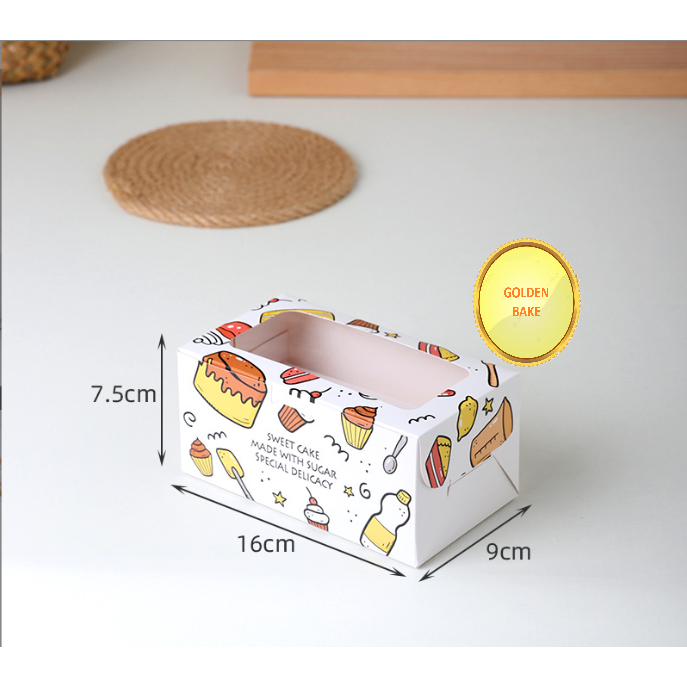 

GBake 10pcs 2lubang SWEETCAKE Kotak Cupcake Muffin Eggtart Dessert Box Gable Box Kotak Pudding paperbox Cupcake Box