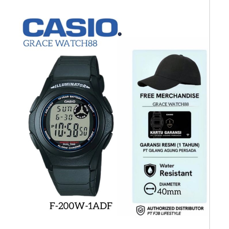 Jam Tangan Pria Casio Original F-200W-1ADF / Jam Casio F-200w-1adf Garansi Resmi 1 Tahun