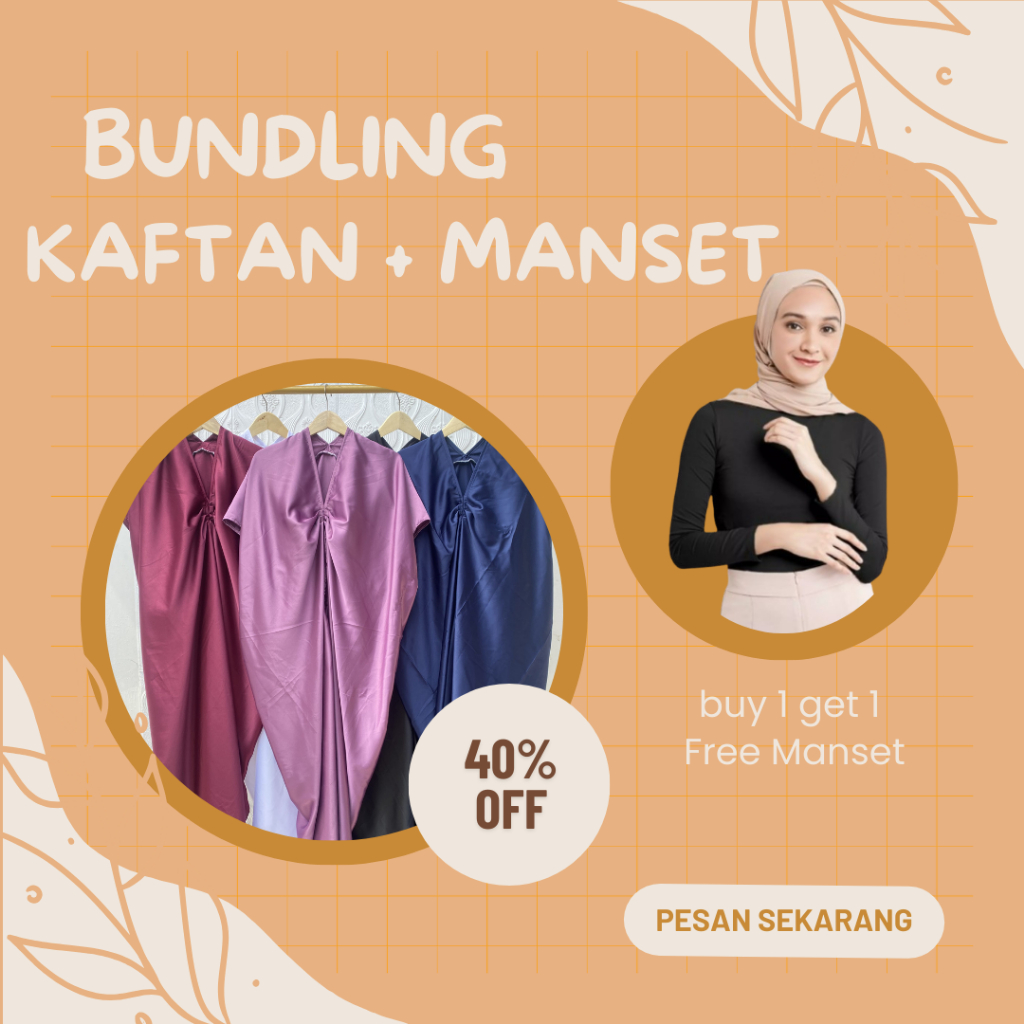[BUNDLING KAFTAN DAN MANSET ] Baju Kaftan Kondangan Plus manset Premium Simple Elegan Remaja Kekinia