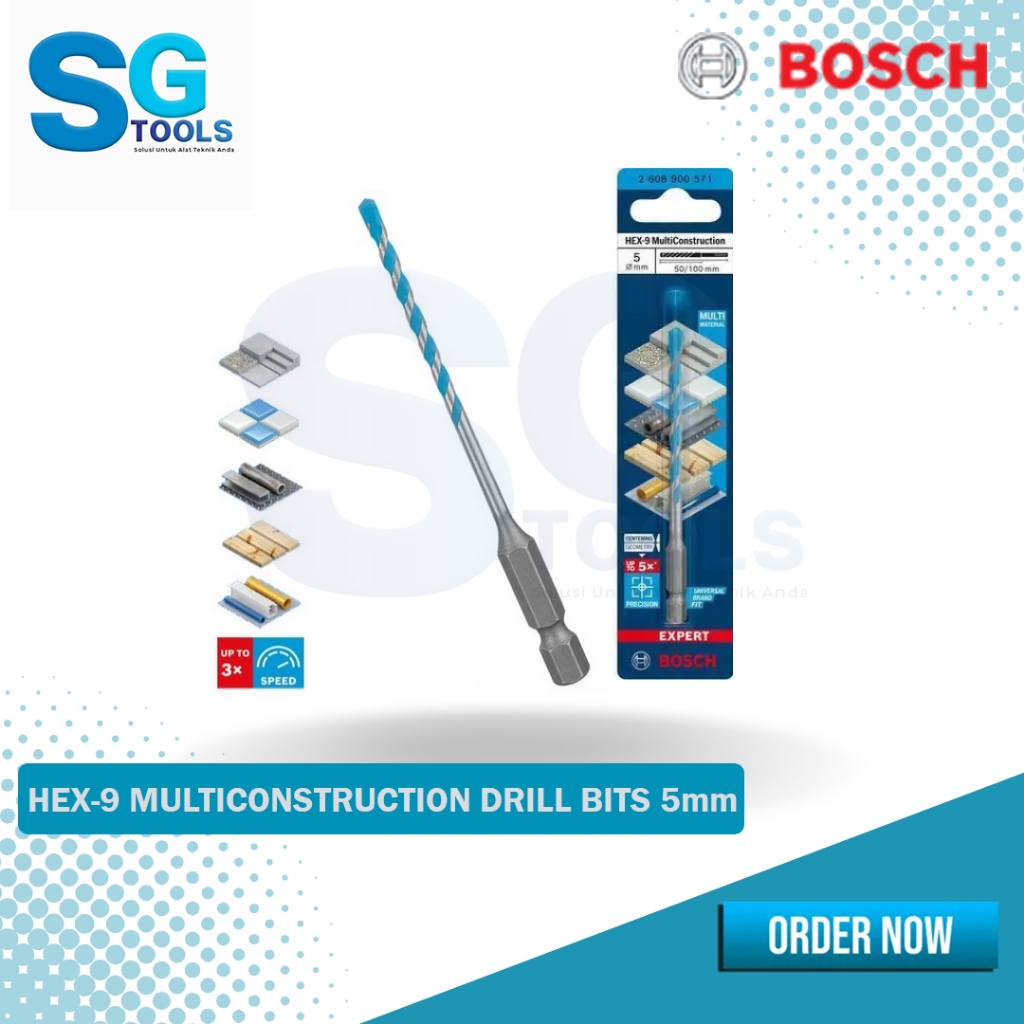 Bosch Mata Bor Beton 5x85mm Multiconstruction  Hex-9 - Mata Bor Multi Material 5mm HEX-9 - Mata Bor 