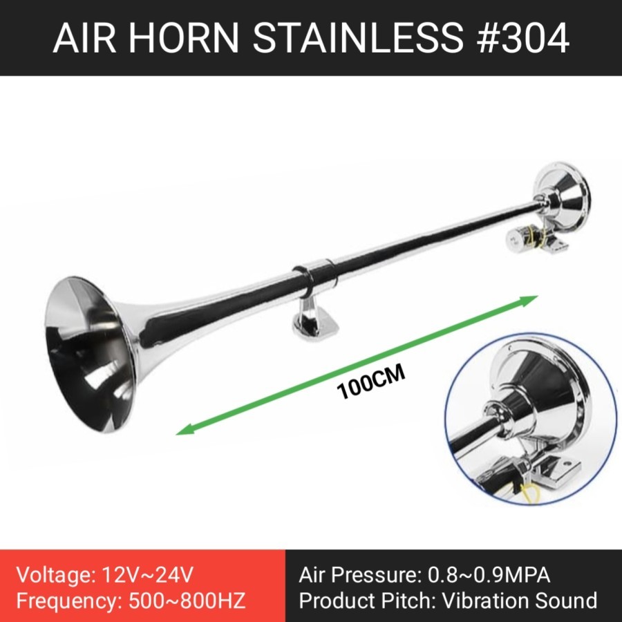 AIR HORN 100CM Klakson Angin 12V 24V Stainless #304 / Klakson Angin Truk Klakson Angin Truk