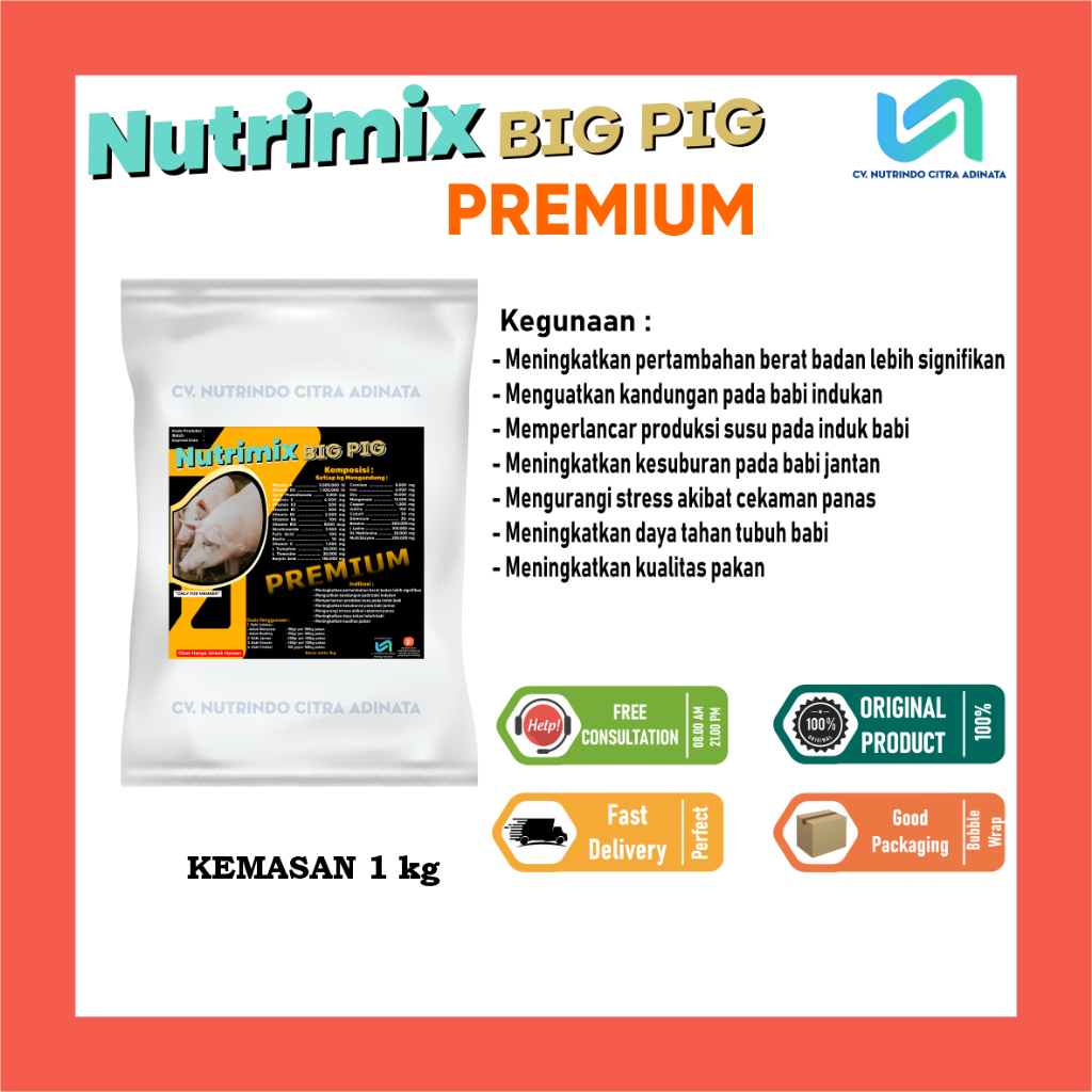 NUTRIMIX BIG PIG PREMIUM - PREMIX TERNAK BABI - PENGGEMUK TERNAK BABI - SUPPLEMENT TERNAK BABI 1KG