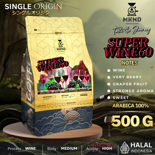 

MKND COFFEE ROASTERY - Arabika Super Wine 500gr Specialty Kopi | Natural | Manuawal Brew | Strong Wine | Roast Beans