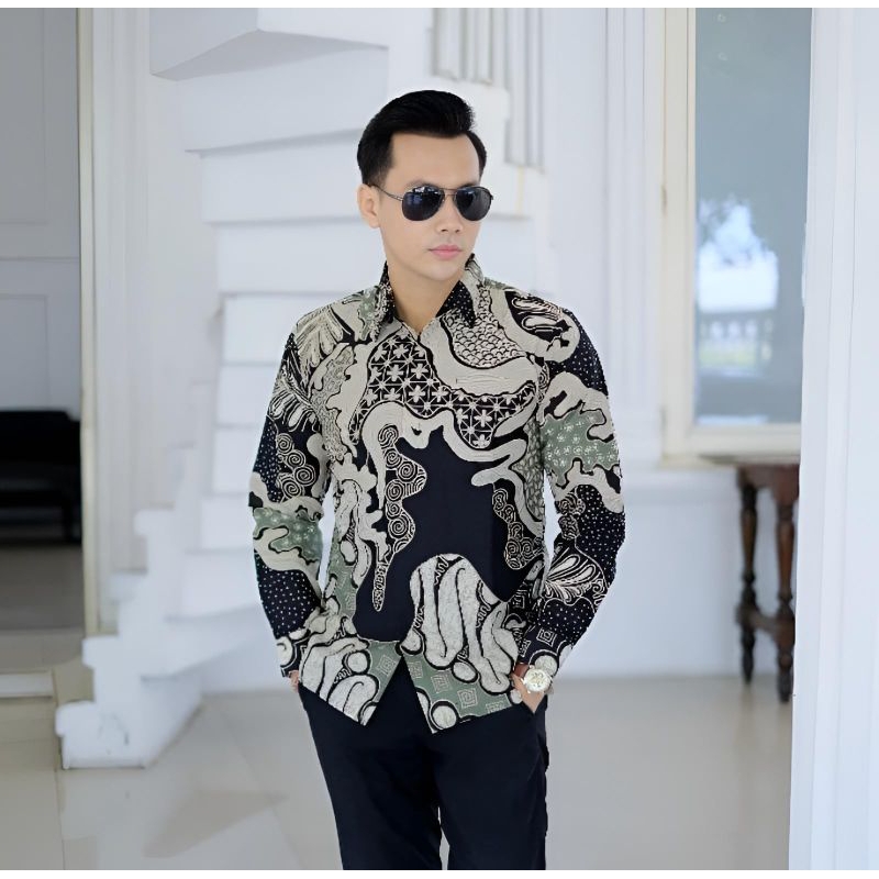 baju kemeja batik pria atasan koko lapis puring modern