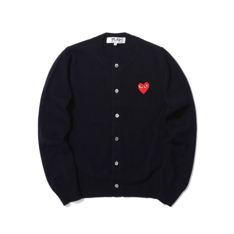 Ori CDG PLAY CARDIGAN BLACK RED HEART