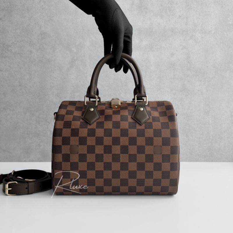 [Pre-Order] Tas Wanita RoyaleLuxe Bandouliere Speedy 25 Bag in Damier Ebene GHW
