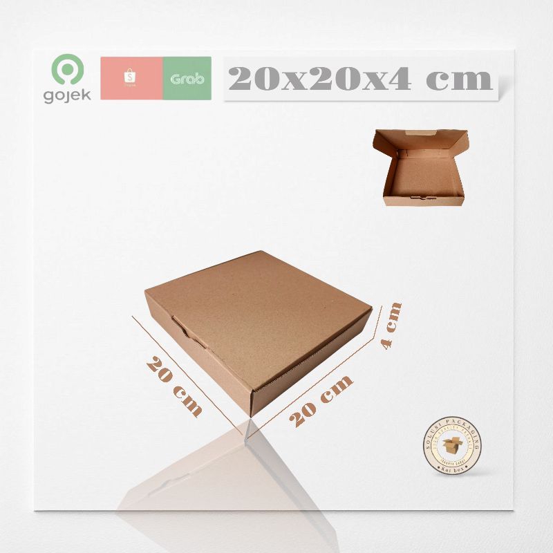 

kardus ukuran 20x20x4 cm die cut model pizza
