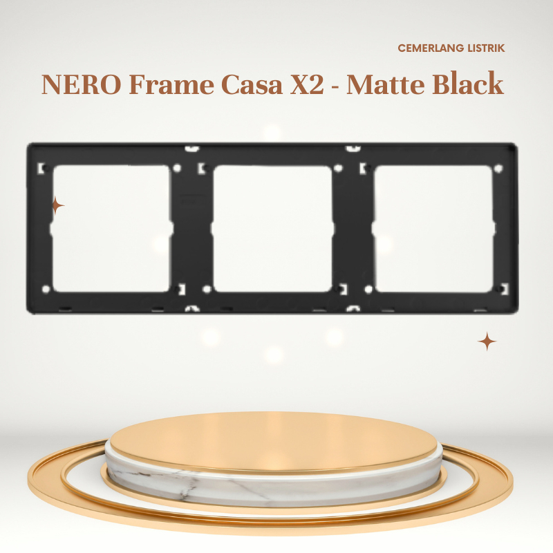 Nero Frame Saklar 3 Gang Matte Black X2386-MB / Frame Saklar Hitam 3 Gang Nero Black