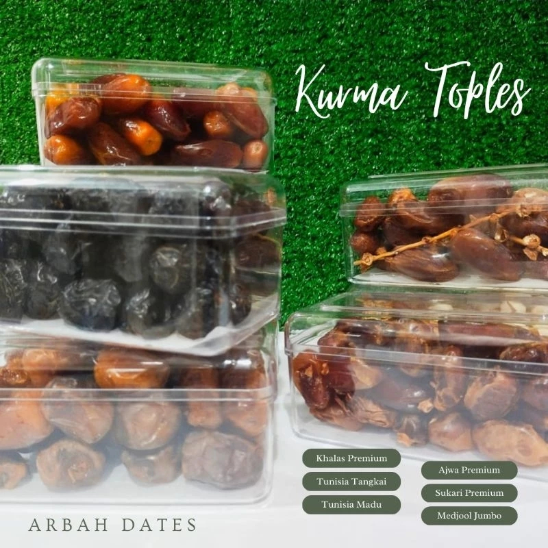 

Kurma Toples/ Ajwa/ Sukari/ Tunisia Tangkai/Tunisia Madu/ Khalas/ Sukari