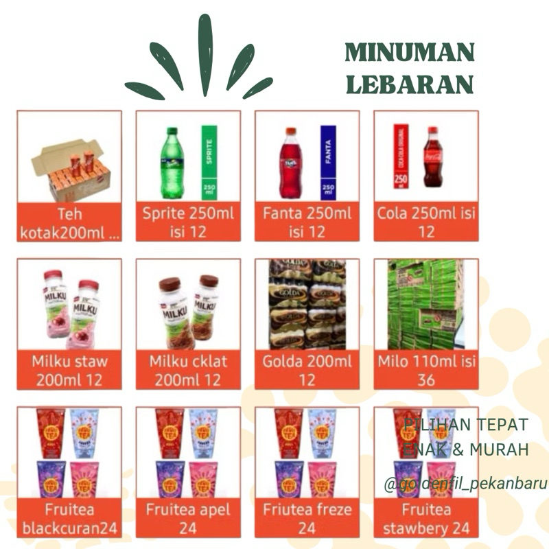 

Miniman Teh botol kotak Sosro 24 x 200ml / sprite / fanta / coca cola / milku / golda / floridina