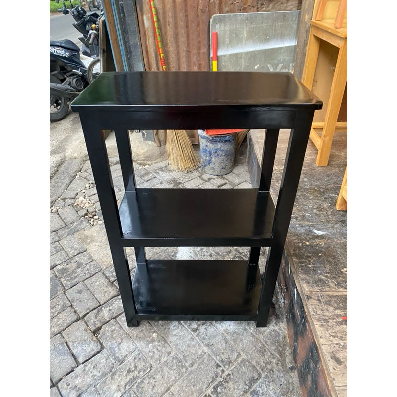 meja aquarium susun 3 cat hitam