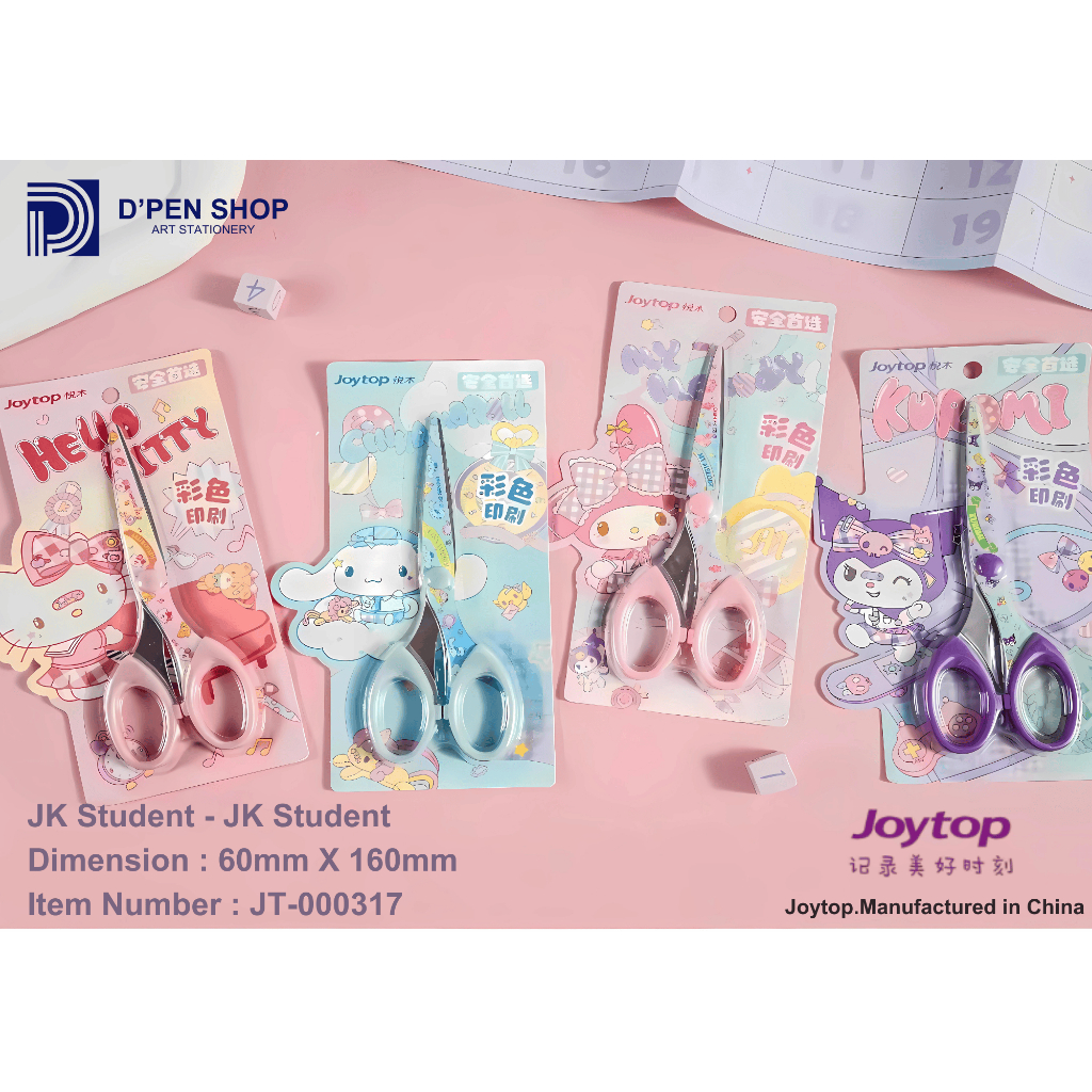 

Gunting Karakter Sanrio Hello Kitty Cinnamoroll My Melody Kuromi Gunting Pelajar Joytop JK Student 60mm x 160mm