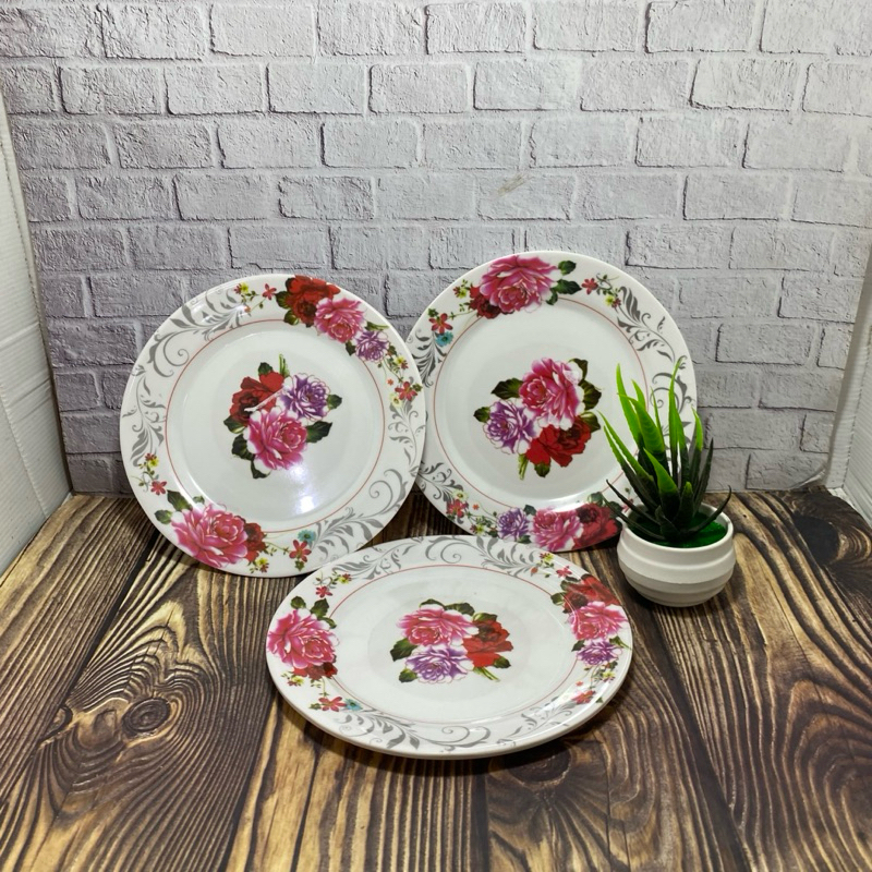 PIRING MOTIF BUNGA PIRING MELAMIN MEISING / PIRING KUE 5inch DC-7