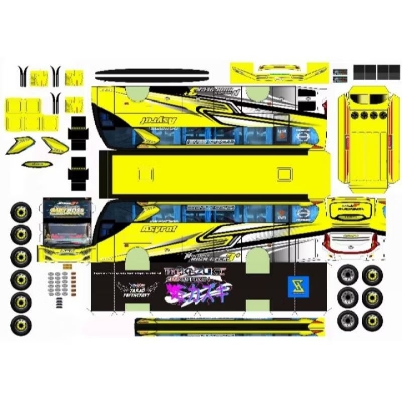 Lembaran Papercraft Bus Msm Asyrof Baby Bos Skala 50
