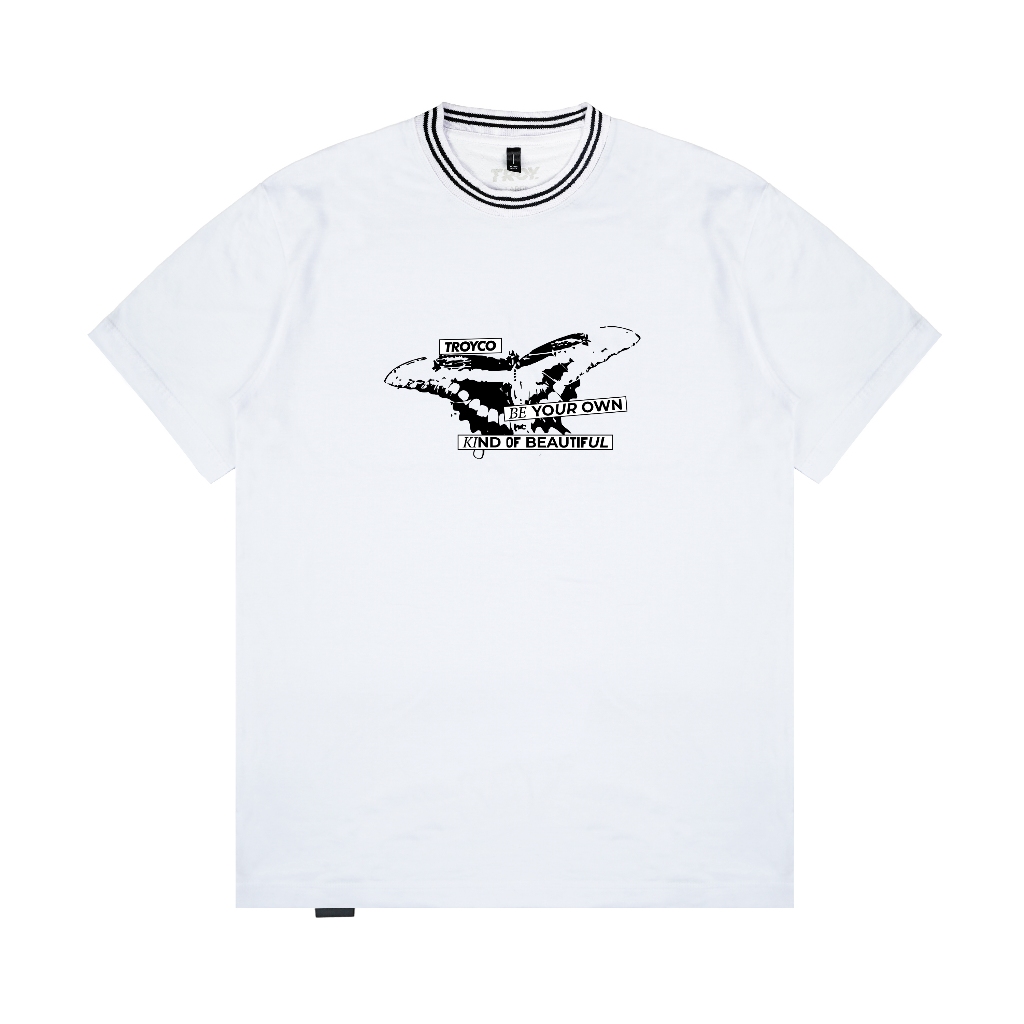 Troy Company Neck Strip Tshirt White Noctua Mystica - Kaos Lengan Pendek Kaos Putih KST 3060-3W2B