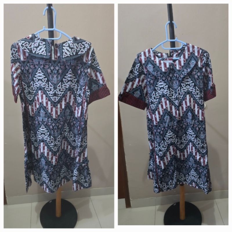 dress batik keris preloved + belt tuniq