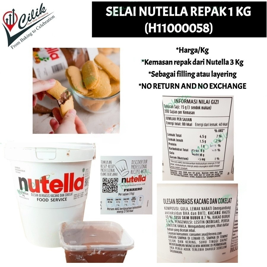 

selai+coklat+hazelnut+nutella+repack+1kg+isian+topping+kue+cake+roti