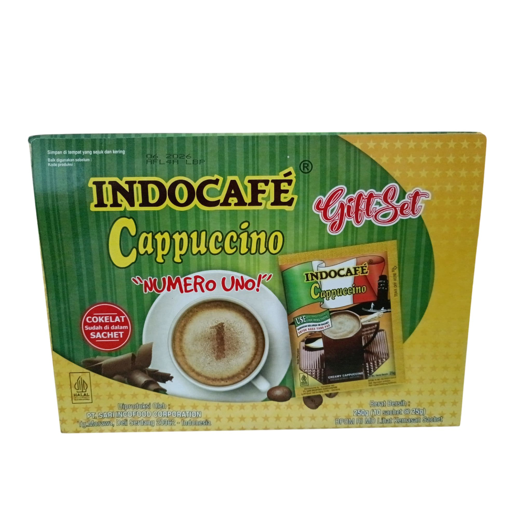 

Indocafe Cappuccino "Numero Uno" GiftSet 250g (10sc@25g)