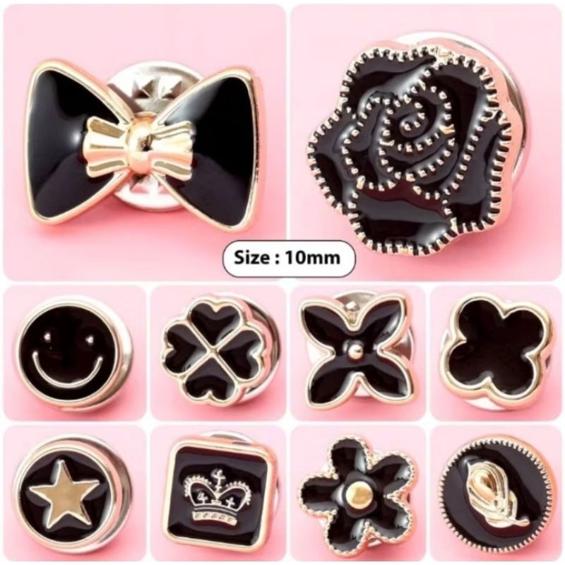 Set Bros 10Pcs Motif Bunga Kelinci Bintang Pin Bross Mini Isi 10 Pcs Fashion Wanita Kancing Hiasan B
