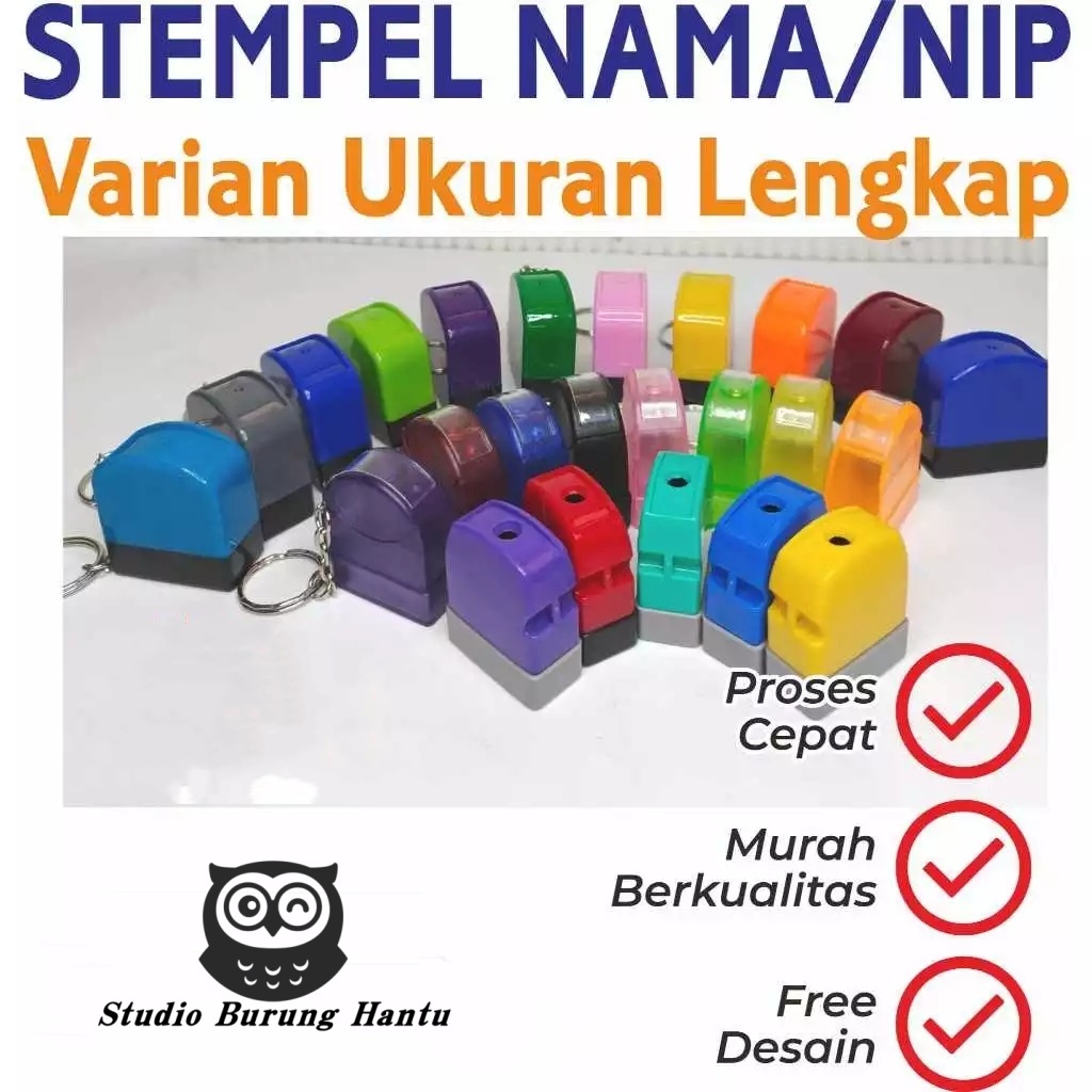 

Stempel Nama Mini 10 x 27 mm Warna Pastel Gantungan Kunci Nama Dokter Bidan Perawat Guru Free Desain