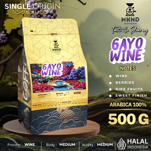 

MKND COFFEE ROASTERY - Arabika Aceh Gayo Wine 500gr Specialty Kopi | Natural | Manuawal Brew | Medium Roast | Roast Beans