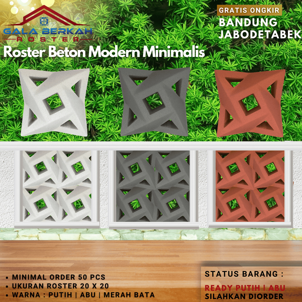 ROSTER BETON MINIMALIS, Loster Beton Minimalis, Lubang Angin, Ventilasi Udara, Pagar Rumah, Sekat Ba
