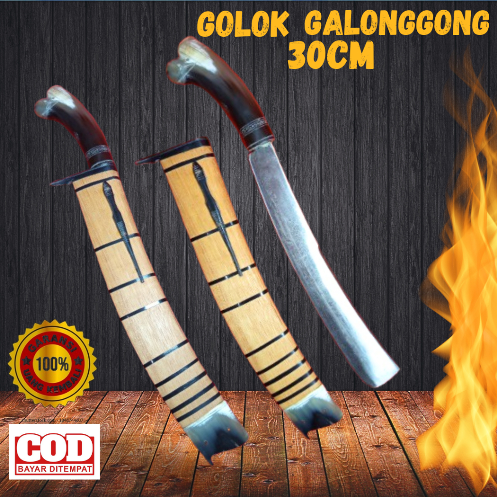 perkakas kebun - Golok galonggong asli Baja Per Asli tanduk asli